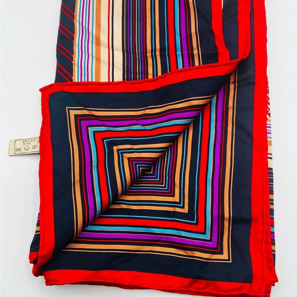 Dior Vintage Multicolor Striped Silk Scarf